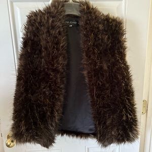 Unworn brown open front, faux fur vest